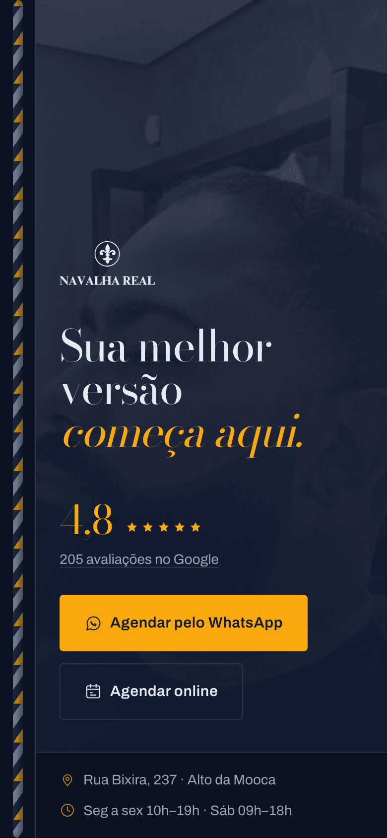 Print do site (mobile) — Barbearia Navalha Real