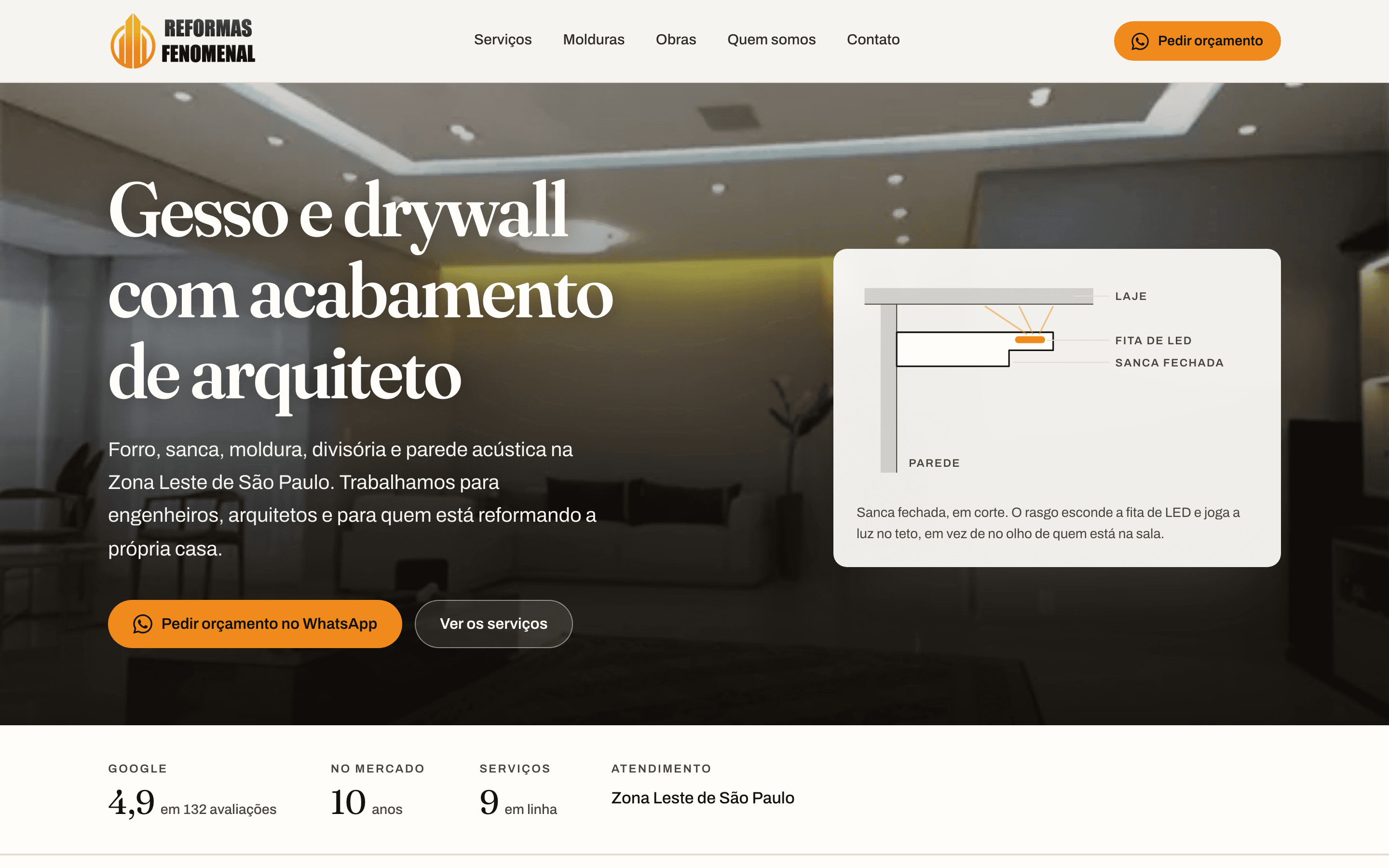 Print do site (desktop) — Embaixador do Gesso